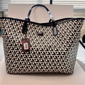 LAUREN RALPH LAUREN Romilly Tile Shopper Tote (Black, Gray, and White)